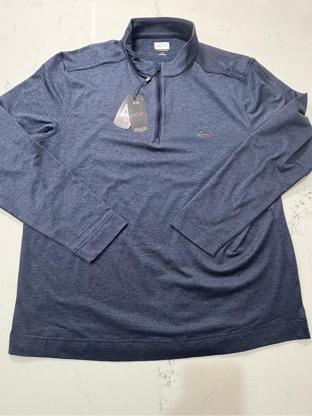 Greg Norman Men's 1/4 Zip Pullover Size L Heather Navy Blue Long Sleeve NWT